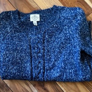 Marled Navy Crewneck Cable Sweater - Men's